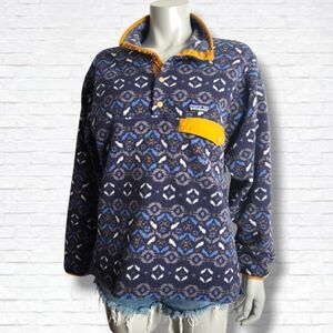 Patagonia Synchilla Snap-T Pullover Blue Tundra Cluster Print Size S